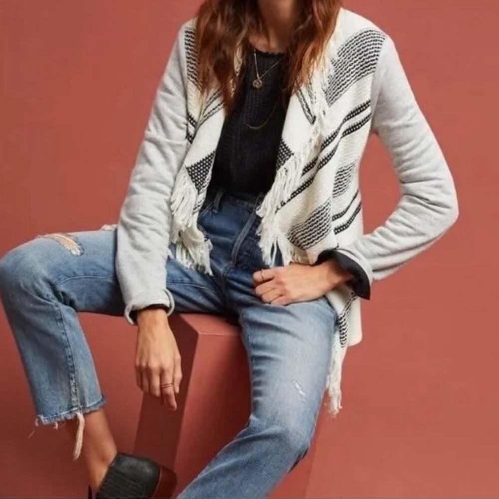Anthropologie “Dolan” Brand Knit & Terry Fringed Cardigan. Size Sm…